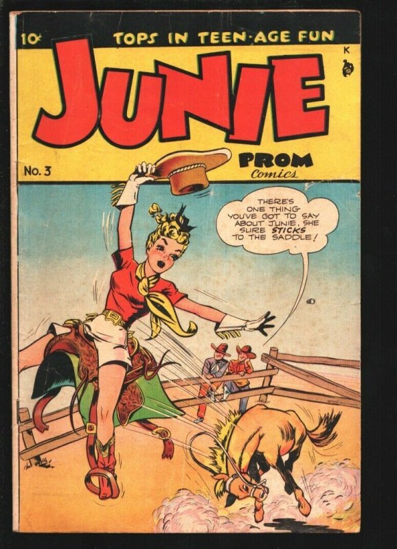 Junie Prom #3 (1948), raw, ungraded comic book — front cover