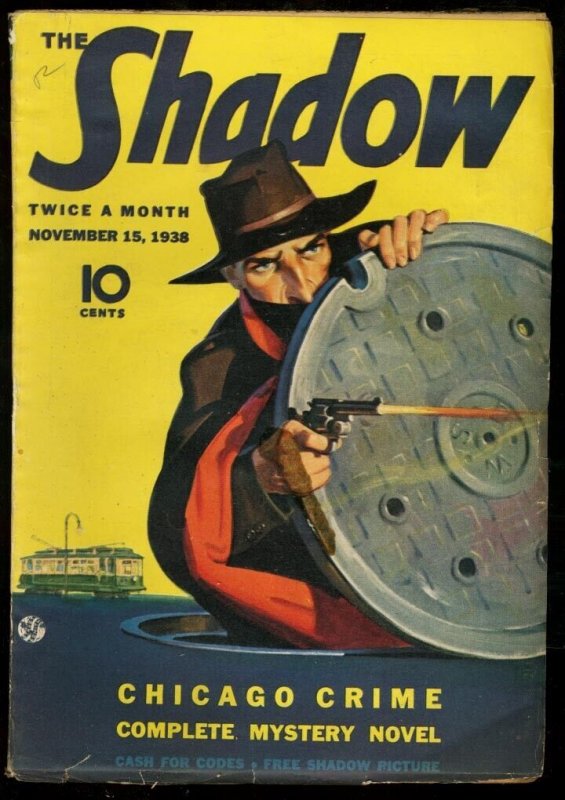 Pulp: Shadow 1938 Nov 15-Chicago Crime-Pulp - Walter Gibson FN (Street & Smith, 1938), raw comic book in FN condition — front cover