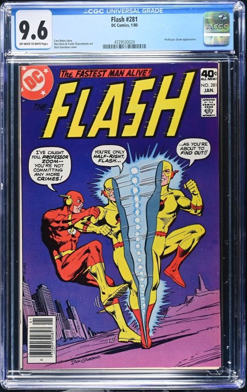 Flash #281 (DC Comics, 1980), CGC 9.6 graded comic book, Universal Blue label — front cover in its holder