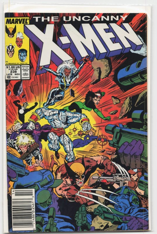 The Uncanny X-Men #238 (Marvel Comics, 1988), raw, ungraded comic book — front cover