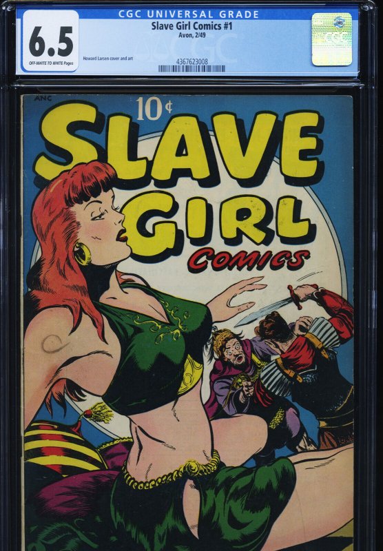 Slave Girl Comics #1 (Avon Periodicals), CGC 6.5 graded comic book, Universal Blue label — front cover in its holder