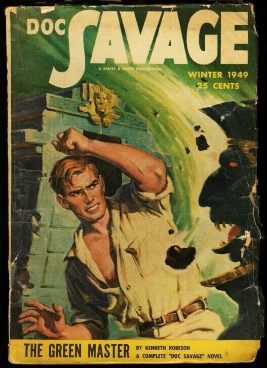 Pulp: Doc Savage 1949 Wint-Rare Late Issue-Hero Pulp VG (1949), raw comic book in VG condition — front cover