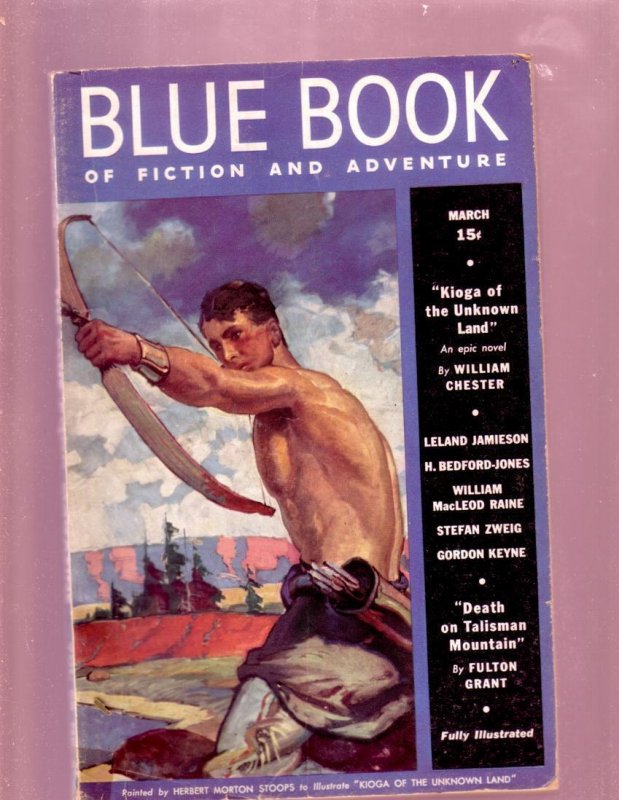 Pulp: Blue Book--March 1938 Pulp-Kioga of the Land Unknown VG (1938), raw comic book in VG condition — front cover