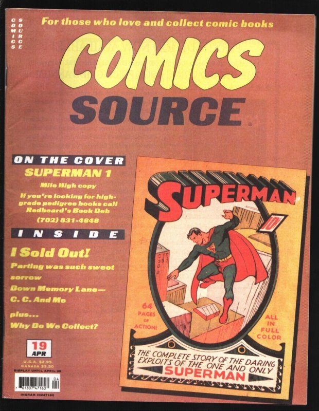 Comics Source #19 (1995), raw comic book in VF condition — front cover
