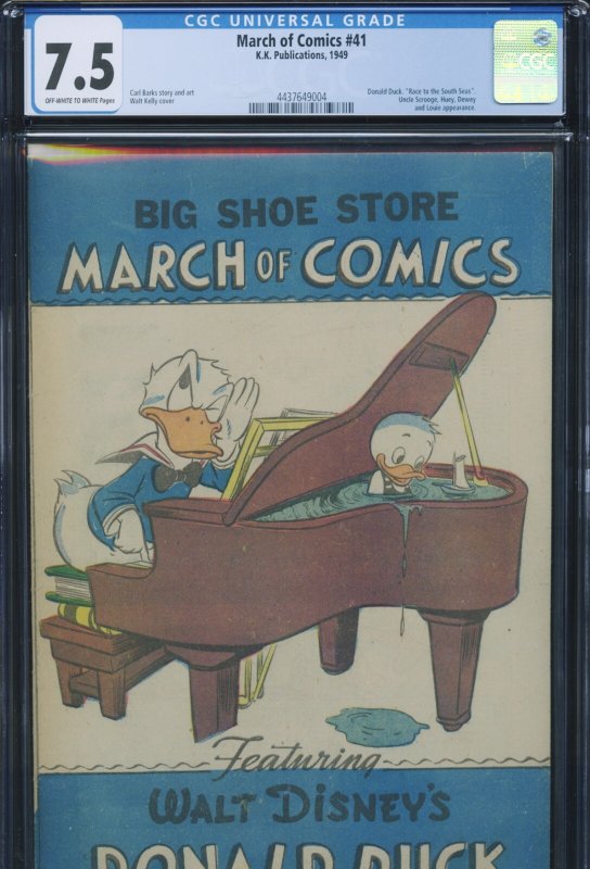 March of Comics #41, CGC 7.5 graded comic book, Universal Blue label — front cover in its holder
