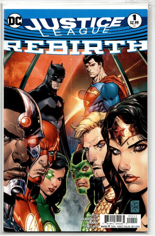 Justice League: Rebirth (2016) Justice League (DC Comics, 2016), raw, ungraded comic book — front cover