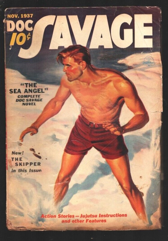Doc Savage 11/1937-"The Sea Angel" by Kenneth Robeson-The Skipper Appears in ..., raw, ungraded comic book — front cover
