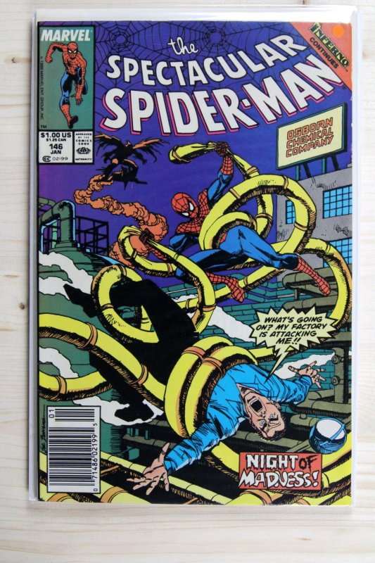 The Spectacular Spider-Man #146 (Marvel Comics, 1989), raw comic book in VF+ 8.5 condition — front cover