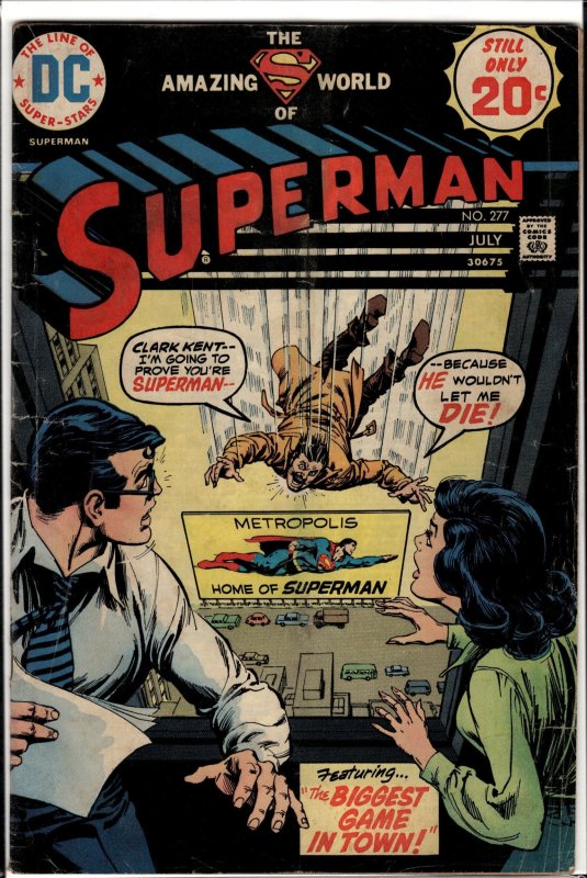 Superman #277 (DC Comics, 1974), raw, ungraded comic book — front cover