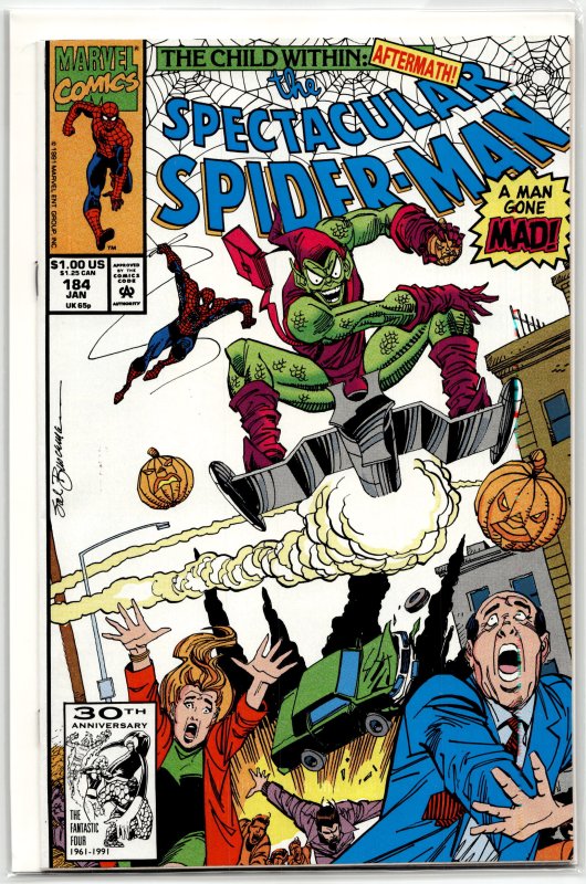 The Spectacular Spider-Man #184 (Marvel Comics, 1992), raw, ungraded comic book — front cover