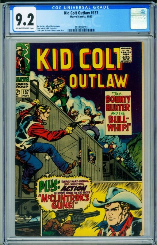 Kid Colt Outlaw #137 (Marvel Comics, 1967), raw comic book in FN condition — front cover