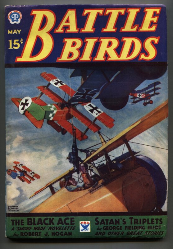 Battle Birds Pulp 5/1934-Frederick Blakeslee Bi-plane-aviation/hero Pulp-FN, raw comic book in FN condition — front cover