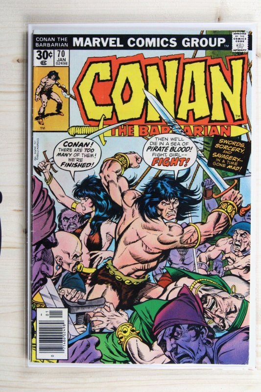 Conan the Barbarian #70 (Marvel Comics, 1977), raw comic book in FN 6.0 condition — front cover