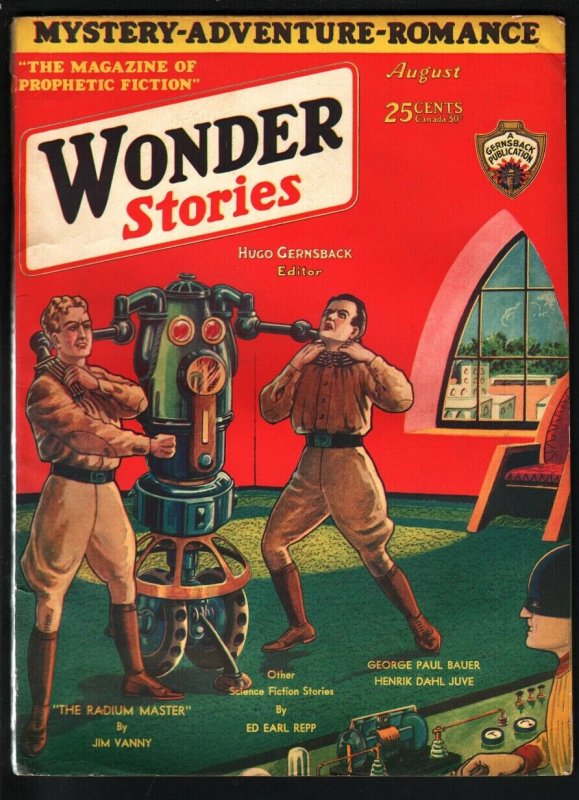 Wonder Stories 1930 Aug-Robot Chokes Men!-Sci Fi Pulp! FN (Gernsback Publications, 1930), raw comic book in FN condition — front cover