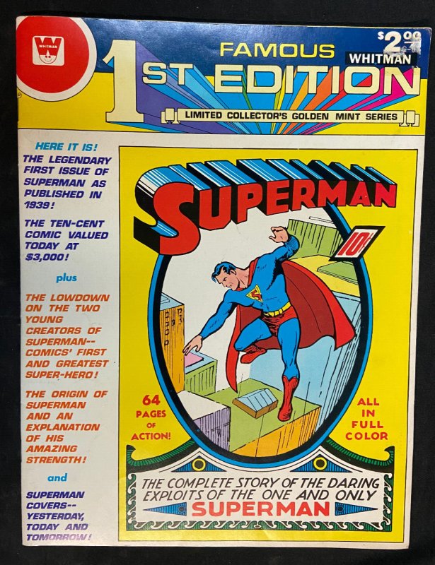 Superman Famous 1st Edition Treasury Whitman Variant VF, raw comic book in VF condition — front cover