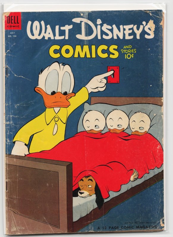 Walt Disney's Comics and Stories #166 (Dell, 1954), raw, ungraded comic book — front cover