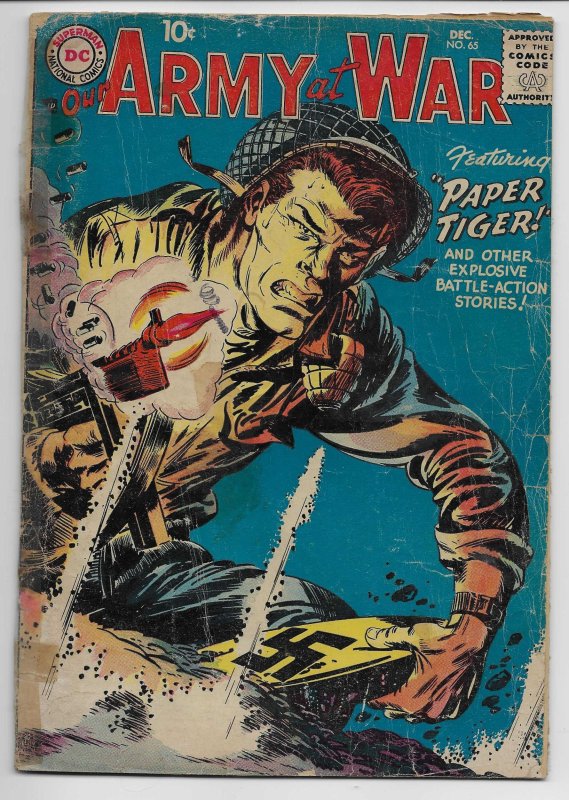 Our Army at War #65 (DC Comics, 1957), raw comic book in GD/VG condition — front cover