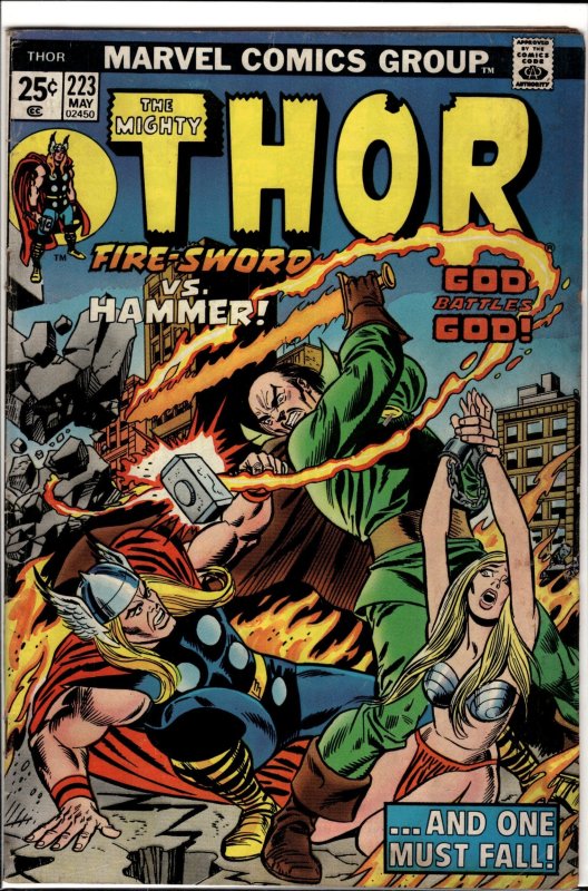 Thor #223 (Marvel Comics, 1974), raw, ungraded comic book — front cover