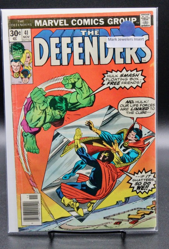 The Defenders #41 (Marvel Comics, 1977), raw comic book in VG/FN condition — front cover