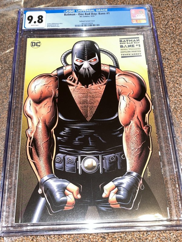 Batman One Bad Day Bane #1, CGC 9.8 graded comic book, Universal Blue label — front cover in its holder