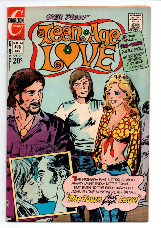 Teenage Love #94 (Charlton Comics, 1973), raw comic book in FN condition — front cover
