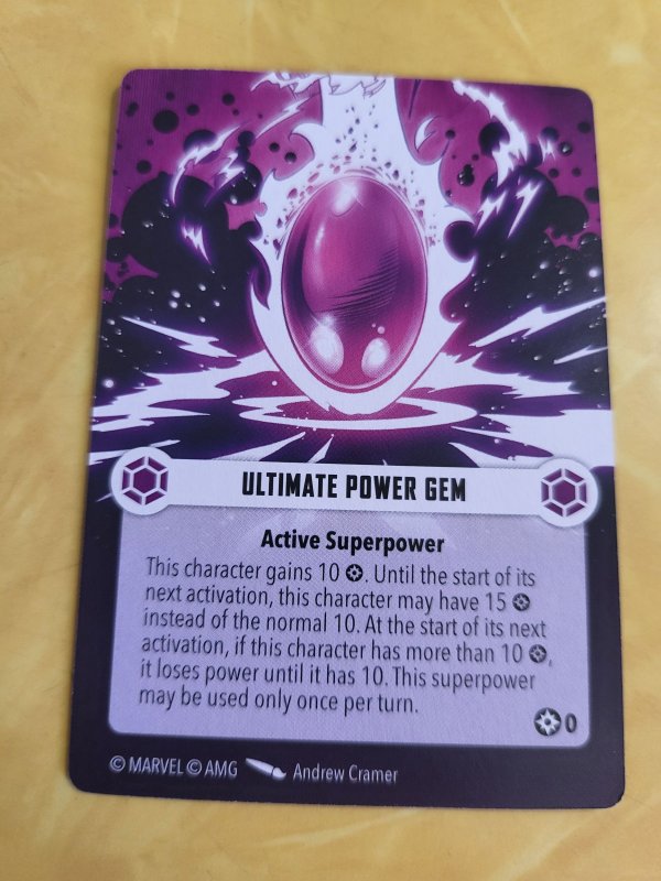 Marvel Crisis Protocol Game Card - Ultimate Power Gem (Marvel Comics), raw, ungraded comic book — front cover