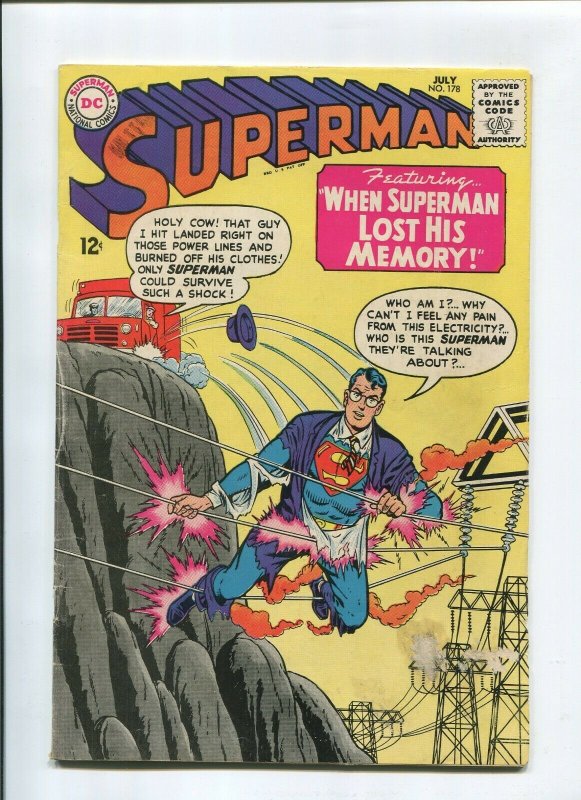 Superman #178 (DC Comics, 1965), raw comic book in GD+ condition — front cover