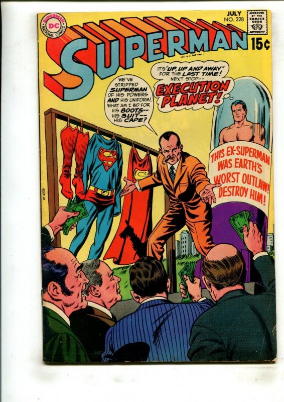 Superman #228 (DC Comics, 1970), raw comic book in 5.5 condition — front cover