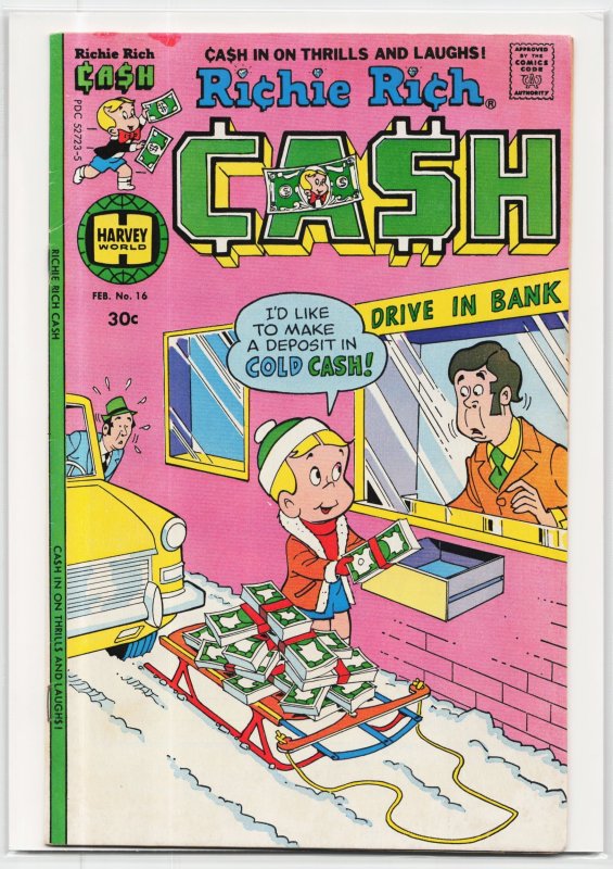 Richie Rich Cash #16 (Harvey Comics, 1977), raw, ungraded comic book — front cover