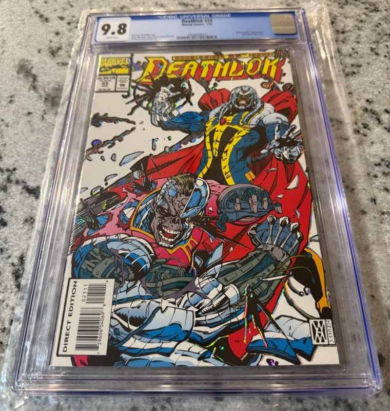 Deathlok #25 (Marvel Comics), CGC 9.8 graded comic book, Universal Blue label — front cover in its holder