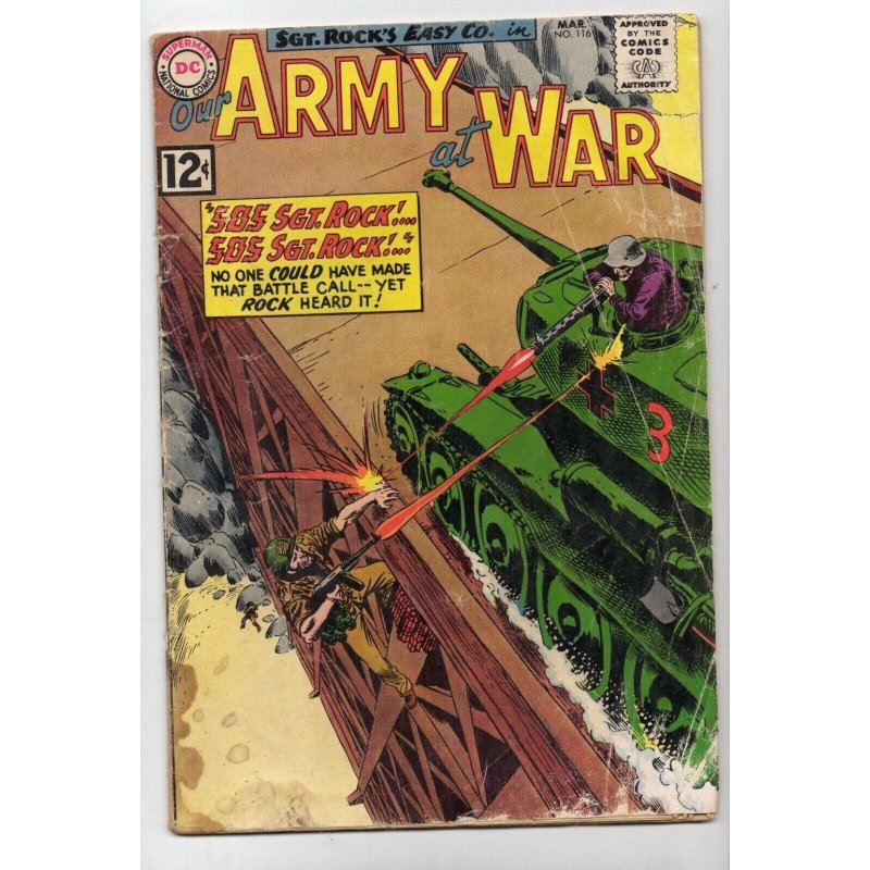 Our Army at War #116 (DC Comics, 1962), raw comic book in GD 2.0 condition — front cover