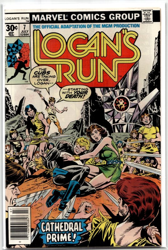 Logan's Run #7 (Marvel Comics, 1977), raw, ungraded comic book — front cover