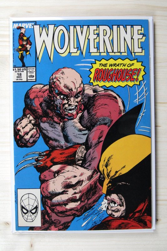 Wolverine #18 (Marvel Comics, 1989), raw comic book in VF 8.0 condition — front cover