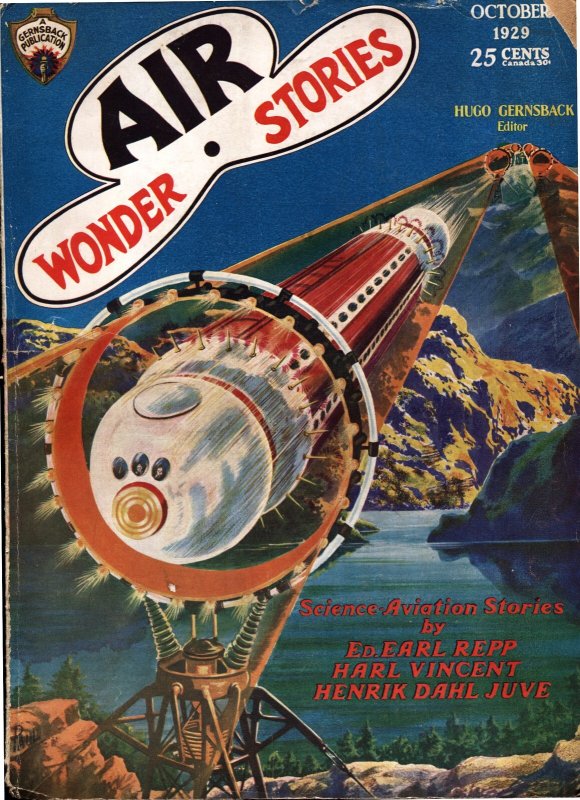 Air Wonder Stories--10/1929--Gernsback--Frank R Paul--sci-fi Pulp Magazine, raw, ungraded comic book — front cover