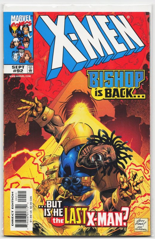 X-Men #92 (Marvel Comics, 1999), raw, ungraded comic book — front cover