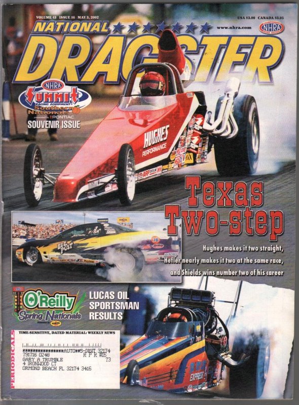 National Dragster-NHRA 5/03/2002-Southern Nationals-Jim Hughes-Jeff Hefler-FN, raw comic book in FN condition — front cover