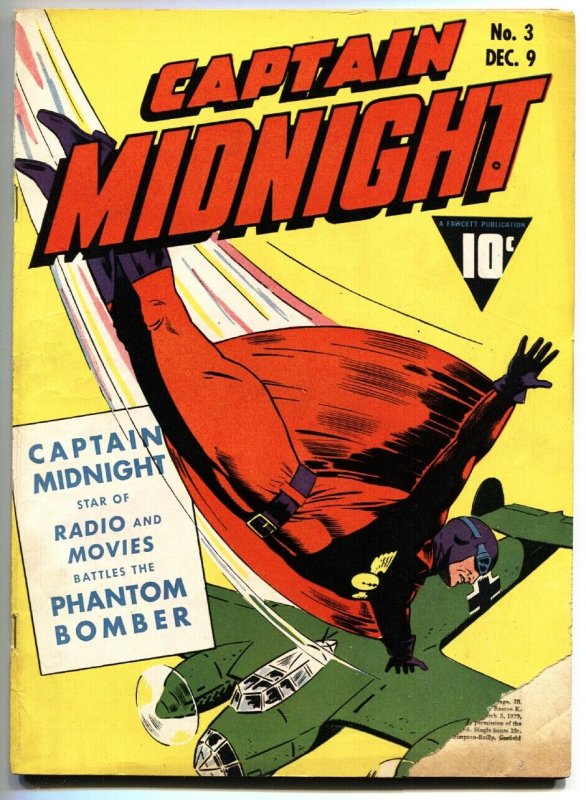 Captain Midnight #3 (Fawcett Publications), raw, ungraded comic book — front cover