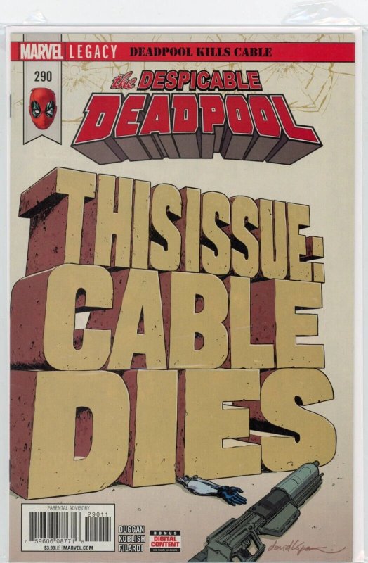 Despicable Deadpool #290 (Marvel Comics, 2018), raw comic book in NM 9.4 condition — front cover