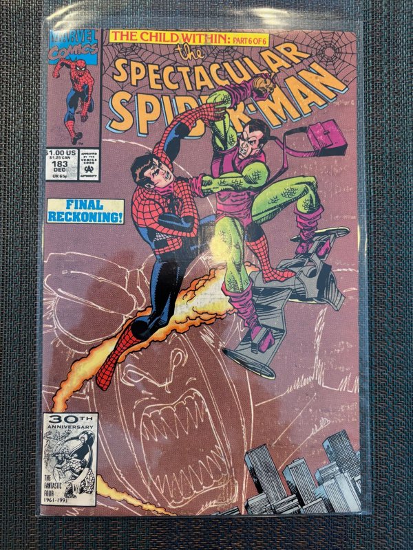 The Spectacular Spider-Man #183 (Marvel Comics, 1991), raw, ungraded comic book — front cover