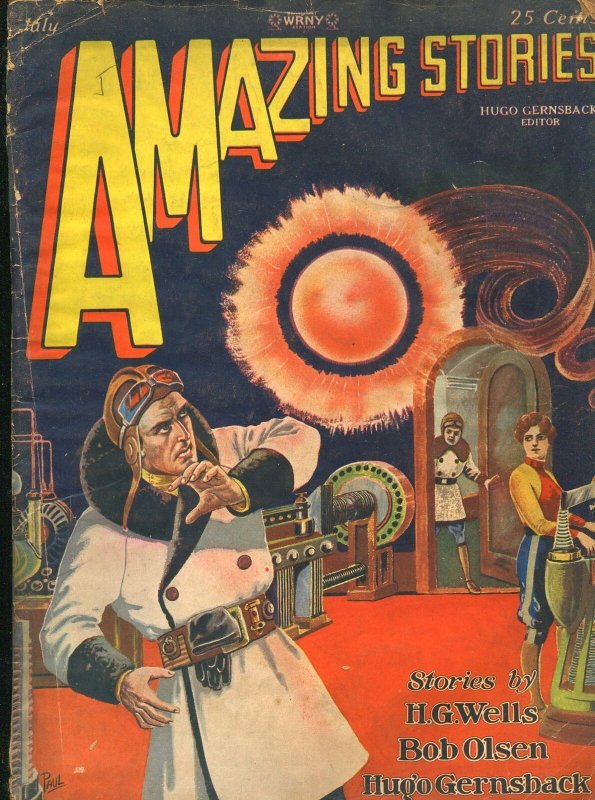 Amazing Stories July 1928-H.g. Wells-Hugo Gernsback-G+ (Experimenter Publishing), raw, ungraded comic book — front cover