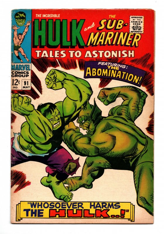 Tales to Astonish #91 (Marvel Comics, 1967), raw, ungraded comic book — front cover