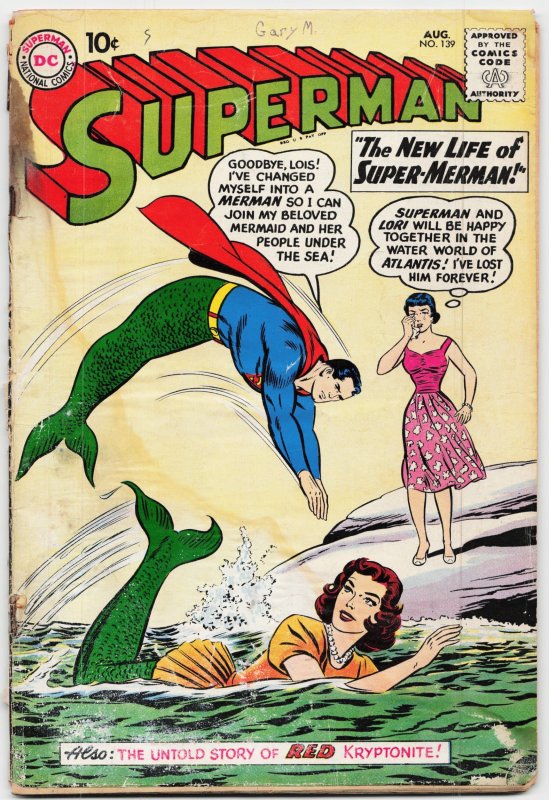 Superman #139 (DC Comics, 1960), raw, ungraded comic book — front cover