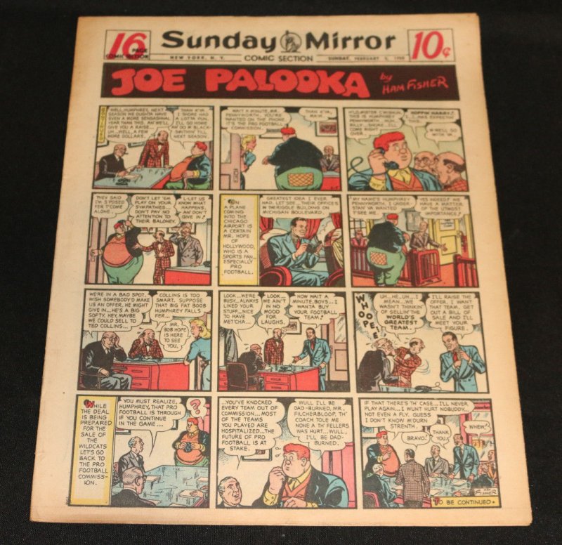 1950 Sunday Mirror Weekly Comic Section February 5th (VF) Superman Daisy Mae App (1950), raw comic book in VF condition — front cover