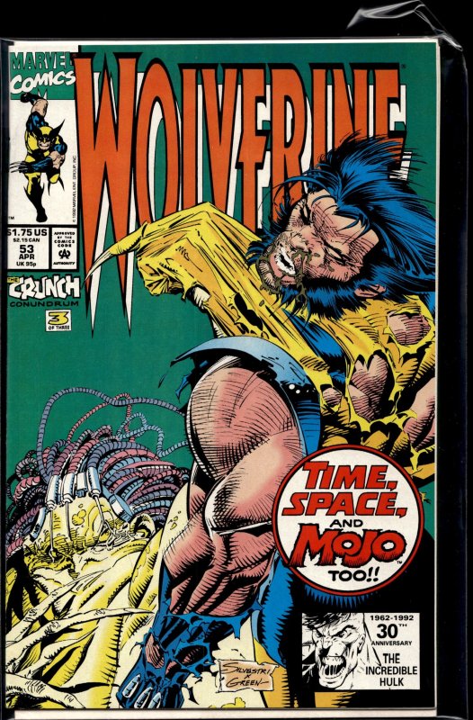 Wolverine #53 (Marvel Comics, 1992), raw, ungraded comic book — front cover