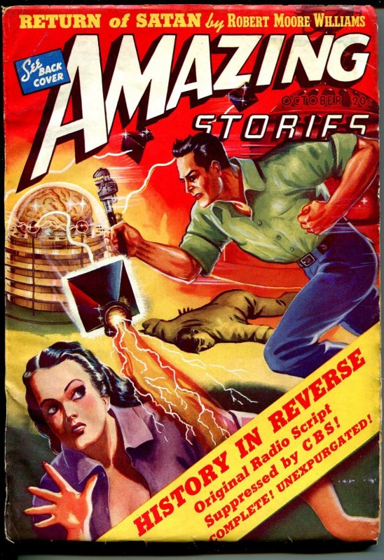Pulp: Amazing Stories 10/1939-History in Reverse-CBS Radio Script-Eando Bind..., raw, ungraded comic book — front cover