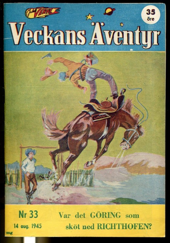 Jules Verne Veckans Aventyr Vol.6 #33 (1945), raw comic book in VF condition — front cover