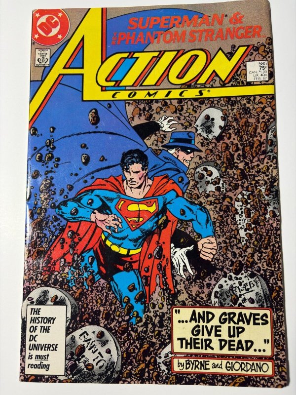 1987 Action Comics #585 (1987), raw comic book in FN 6.0 condition — front cover