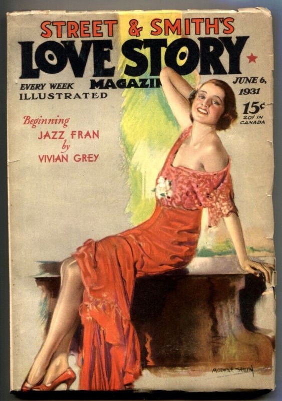 Love Story Pulp June #6 (1931), raw comic book in VF condition — front cover