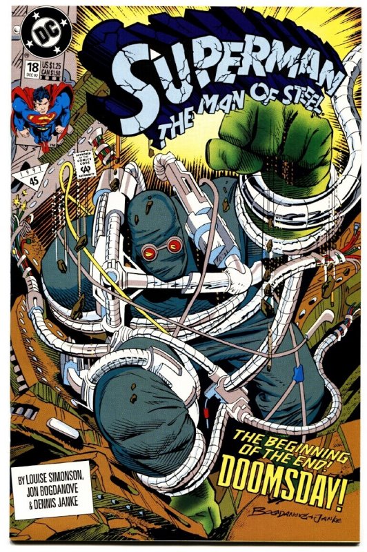 Superman: The Man of Steel-Third Print #18 (DC Comics, 1992), raw comic book in NM condition — front cover