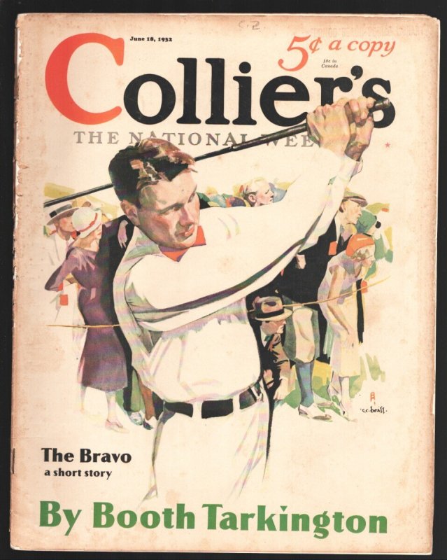 Collier's 6/18/1932-Golf Cover by C.C. Beall-The Mask of Fu Manchu Pt. 7-Sax ..., raw, ungraded comic book — front cover